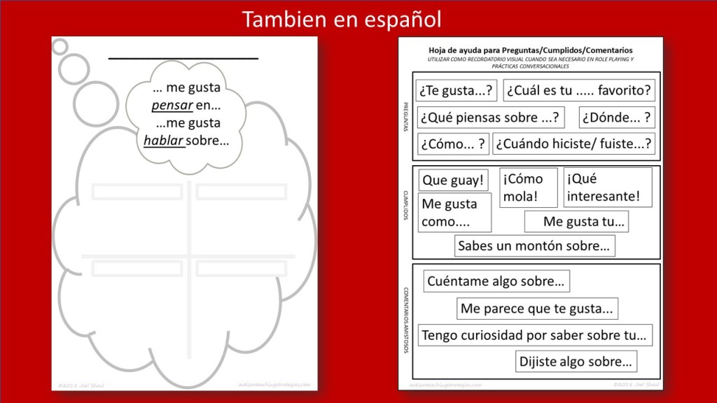 All about me sheets Spanish horizontal display for blog post